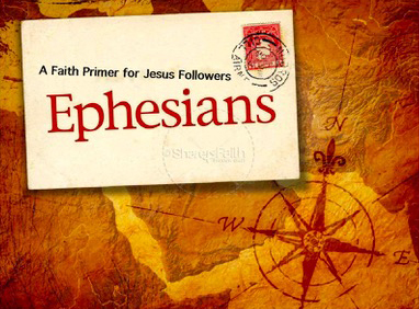 Ephesians headline on envelope and map