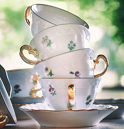 stack of tea cups